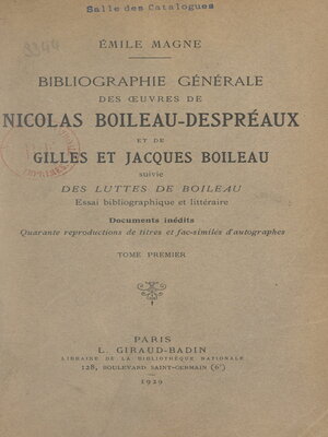 cover image of Bibliographie générale des œuvres de Nicolas Boileau-Despréaux et de Gilles et Jacques Boileau (1)
